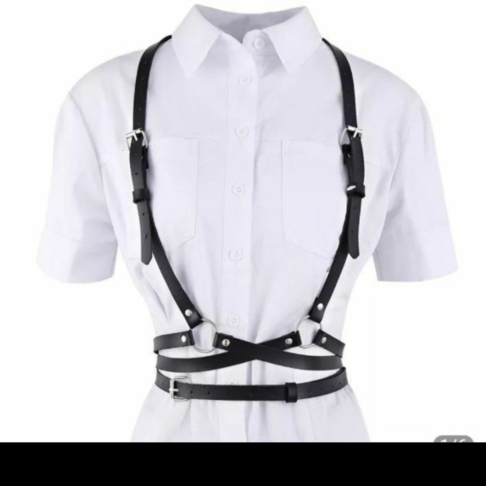 Dolls Kill black strappy body harness